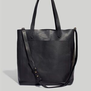 NEW WITH TAGS Madewell The Medium Transport Tote in Black Leather NWT